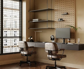 Modern Computer Desk And Chair-ID:725799087