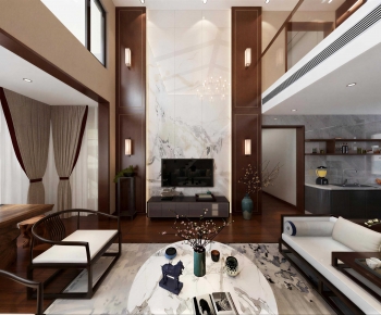 New Chinese Style A Living Room-ID:710958965