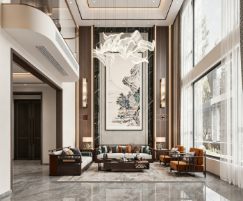 New Chinese Style A Living Room-ID:480871928