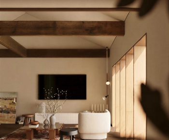 Wabi-sabi Style A Living Room-ID:735245943