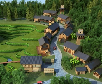 New Chinese Style Architectural Bird's-eye View Planning-ID:377342942