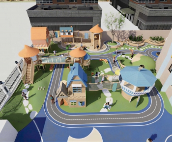 Modern Outdoor Space In Kindergarten-ID:623976956