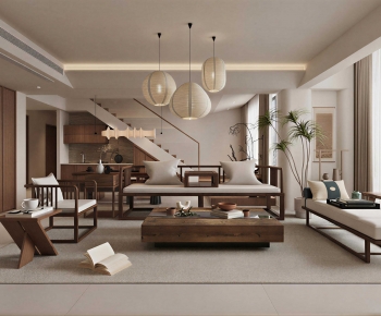 New Chinese Style A Living Room-ID:515861035