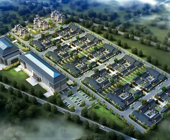 New Chinese Style Architectural Bird's-eye View Planning-ID:524657964