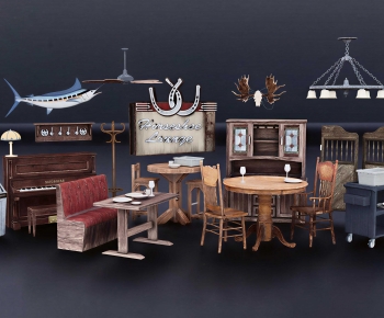 American Style Dining Table And Chairs-ID:658458952