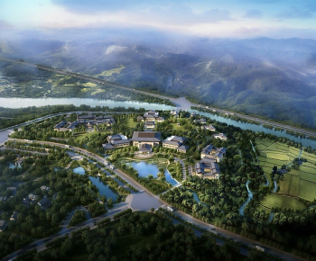 New Chinese Style Architectural Bird's-eye View Planning-ID:452166087