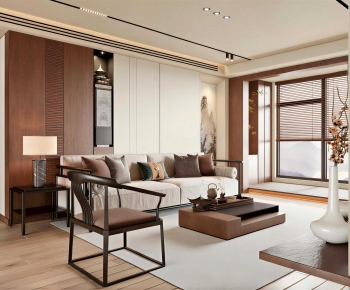 New Chinese Style A Living Room-ID:997946022