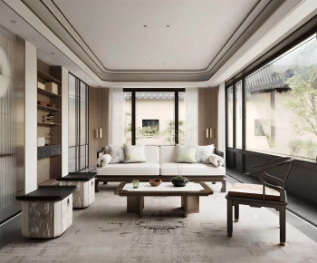 New Chinese Style A Living Room-ID:699489127