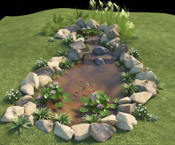 Japanese Style Rockery Waterscape-ID:721313959