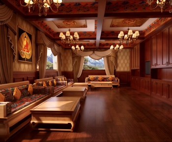 New Chinese Style A Living Room-ID:324907062