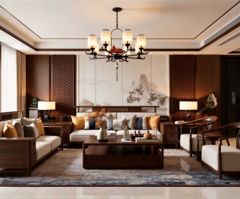 New Chinese Style A Living Room-ID:275357016