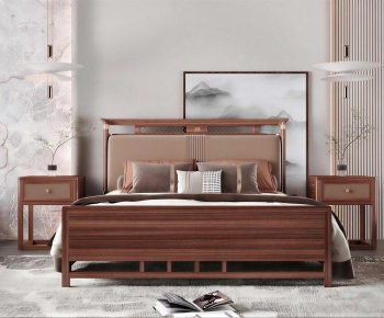 New Chinese Style Double Bed-ID:766840935