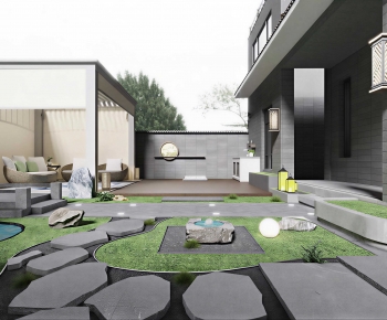 New Chinese Style Courtyard/landscape-ID:732579954