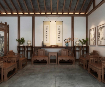 New Chinese Style A Living Room-ID:973756076