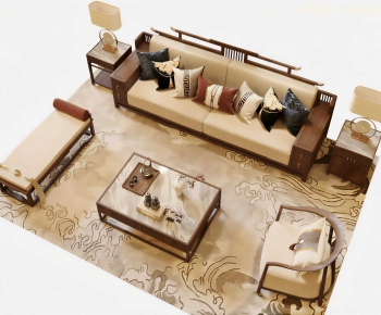New Chinese Style Sofa Combination-ID:880889934