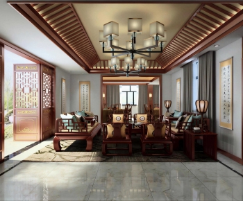 New Chinese Style A Living Room-ID:869004969