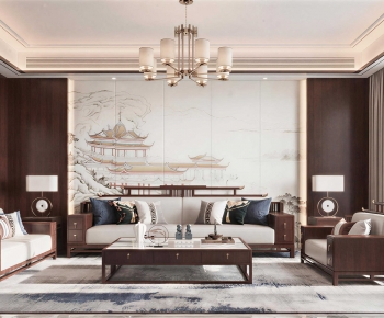 New Chinese Style A Living Room-ID:142544032