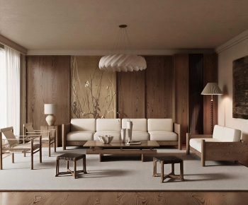 New Chinese Style A Living Room-ID:496854076