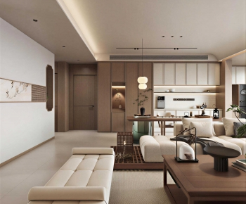 New Chinese Style A Living Room-ID:662527086