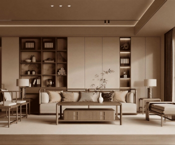 New Chinese Style A Living Room-ID:718513976