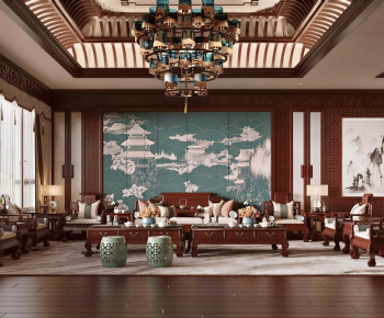 Chinese Style A Living Room-ID:663706066
