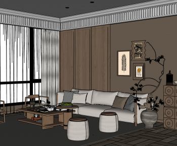 New Chinese Style A Living Room-ID:410305024