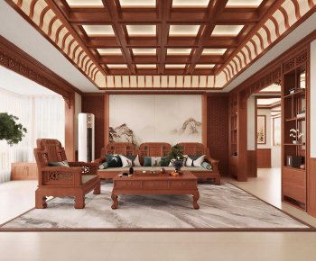 New Chinese Style A Living Room-ID:124908928