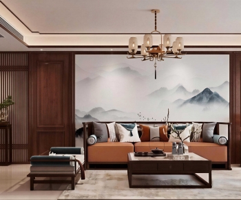New Chinese Style A Living Room-ID:143600941