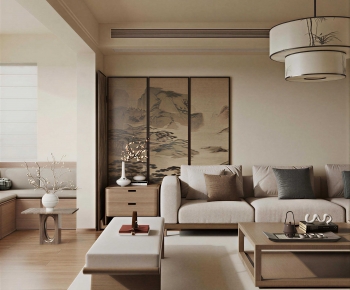 New Chinese Style A Living Room-ID:711478955