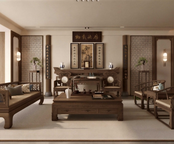 New Chinese Style A Living Room-ID:957413915