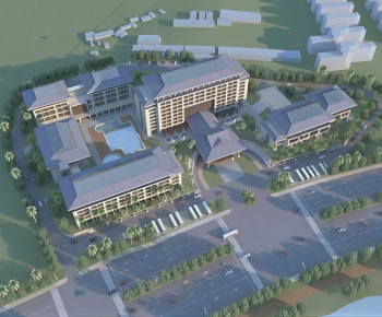 New Chinese Style Architectural Bird's-eye View Planning-ID:351805936