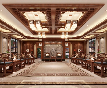 New Chinese Style A Living Room-ID:684950448