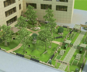 Modern Outdoor Space In Kindergarten-ID:595169198
