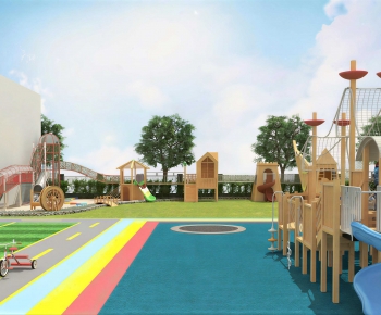Modern Outdoor Space In Kindergarten-ID:496530595