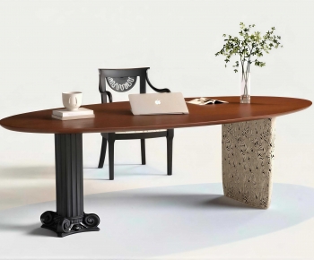 French Style Computer Desk And Chair-ID:370210892