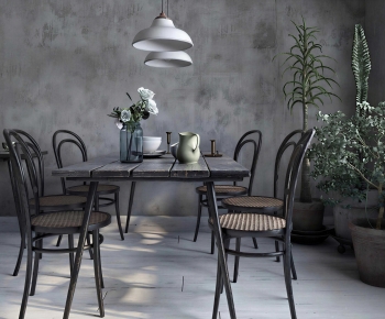 Industrial Style Dining Table And Chairs-ID:465137968