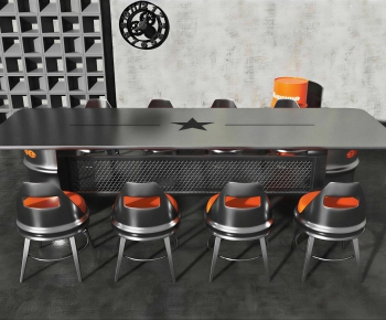 Industrial Style Dining Table And Chairs-ID:538470799