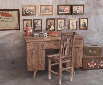 Industrial Style Computer Desk And Chair-ID:473210103