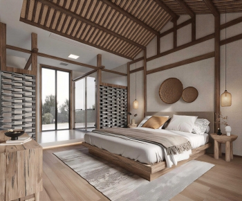 Wabi-sabi Style Bedroom-ID:725389962