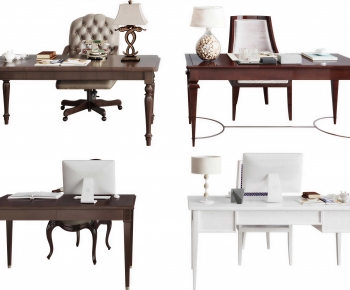 American Style Computer Desk And Chair-ID:893327004