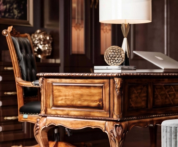 American Style Computer Desk And Chair-ID:841283088