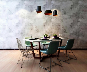 Industrial Style Dining Table And Chairs-ID:487123016