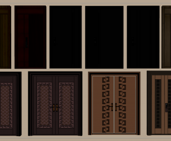 New Chinese Style Double Door-ID:569600116