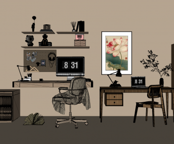 Modern Computer Desk And Chair-ID:494965089