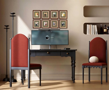 French Style Computer Desk And Chair-ID:902256979