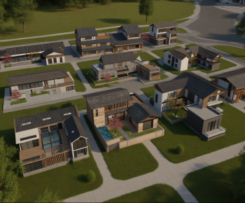 New Chinese Style Architectural Bird's-eye View Planning-ID:918000946