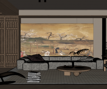 New Chinese Style A Living Room-ID:971341151