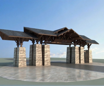 New Chinese Style Facade Element-ID:792739415