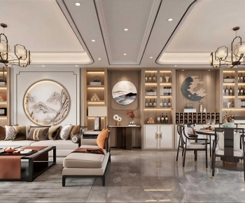 New Chinese Style A Living Room-ID:432971003