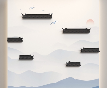 New Chinese Style TV Wall-ID:298511031